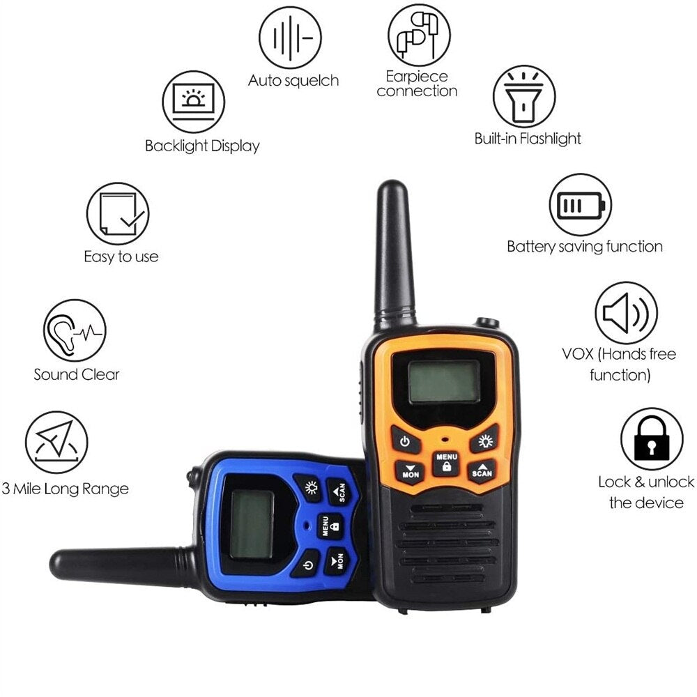 2Pcs Walkie Talkie portable radio transceiver