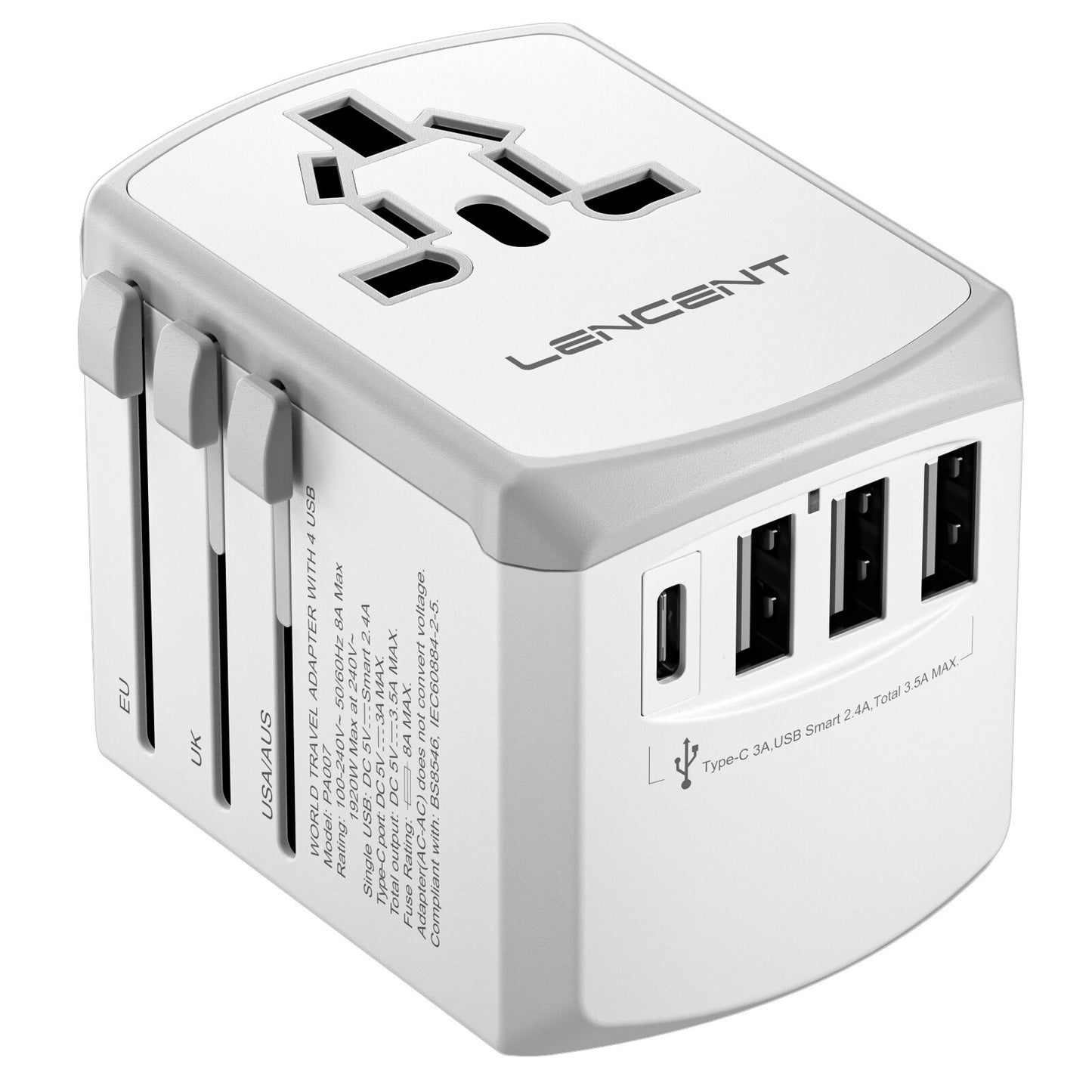 Universal All-in-one Travel Charger with 3 USB Ports