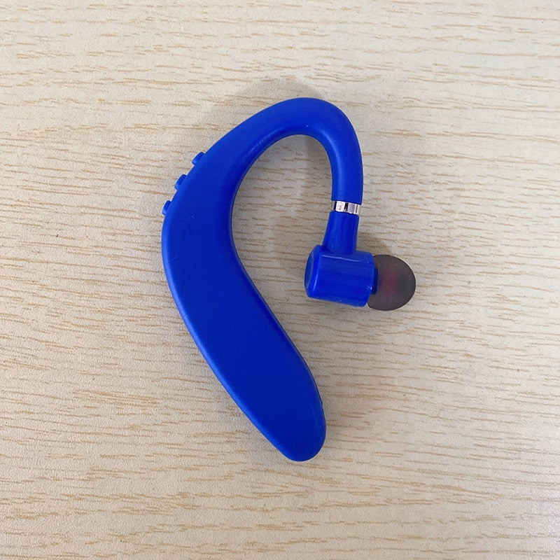 Ear-mounted Bluetooth hands-free headset.