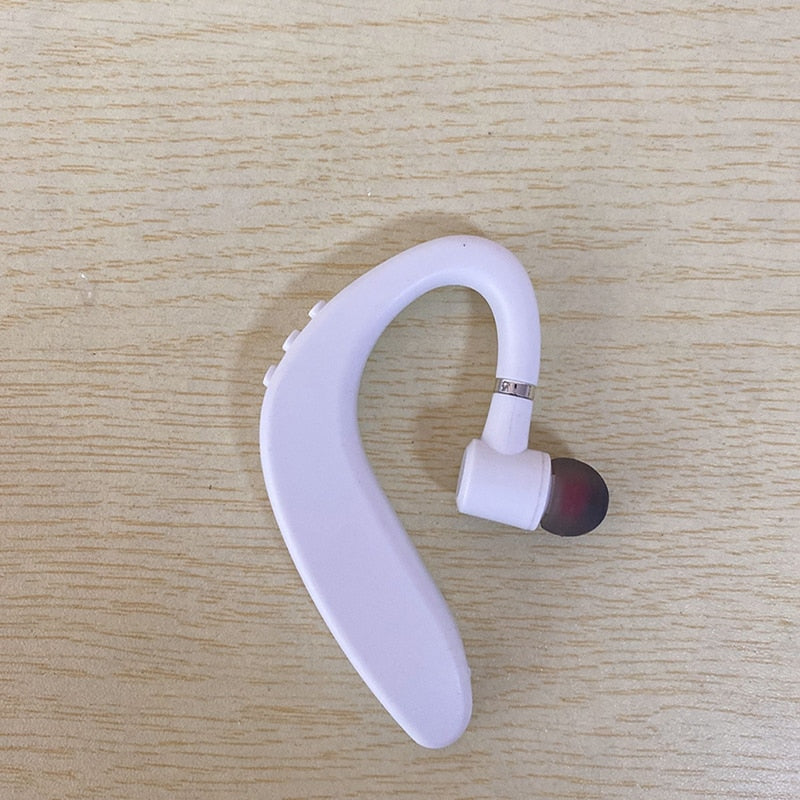 Ear-mounted Bluetooth hands-free headset.