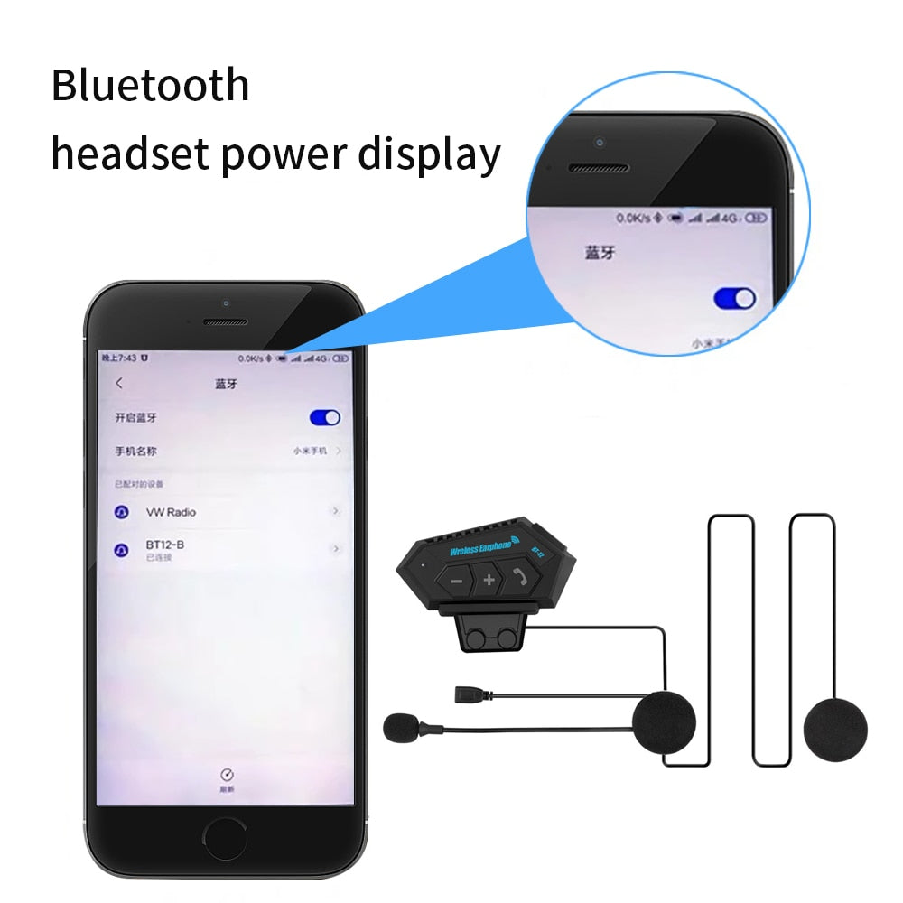 Wireless Handsfree Headset for Motorcycle