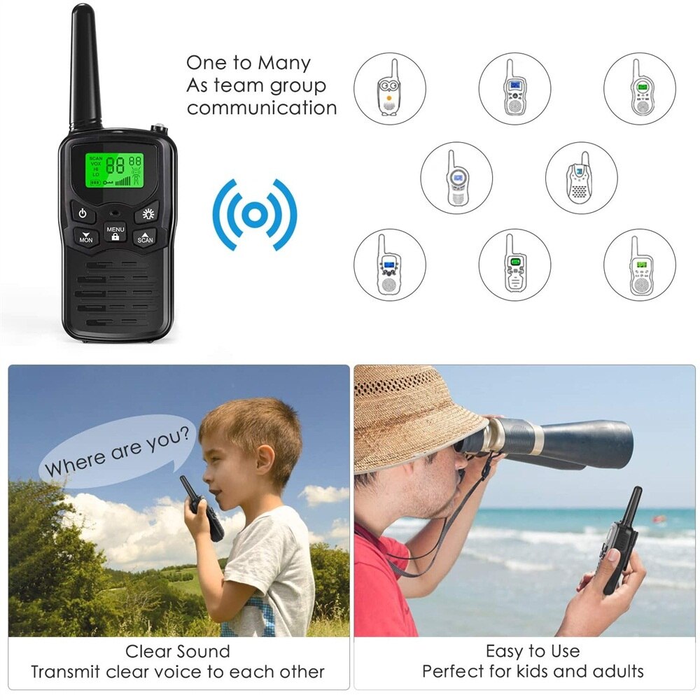 2Pcs Walkie Talkie portable radio transceiver