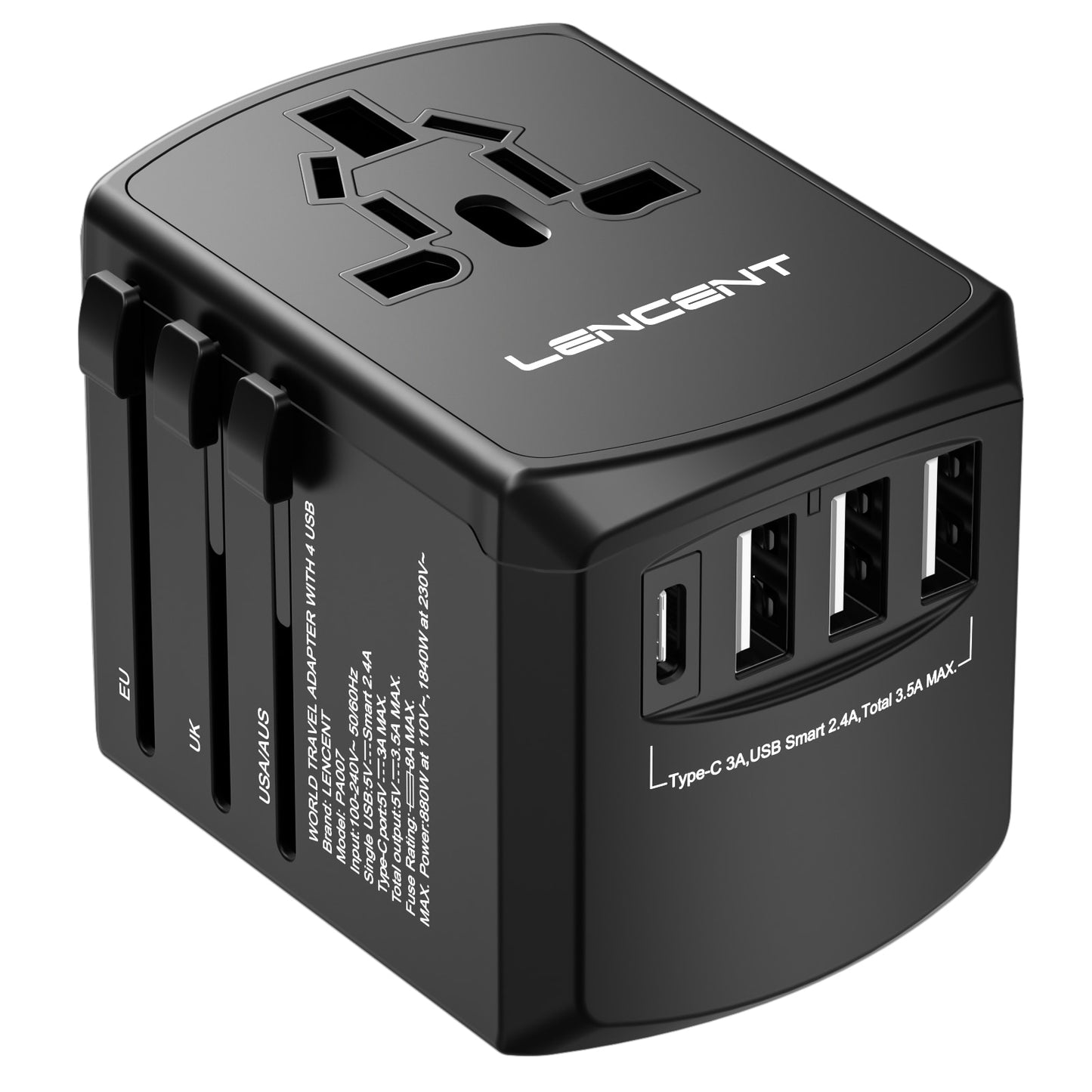 Universal All-in-one Travel Charger with 3 USB Ports