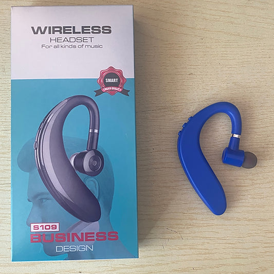 Ear-mounted Bluetooth hands-free headset.