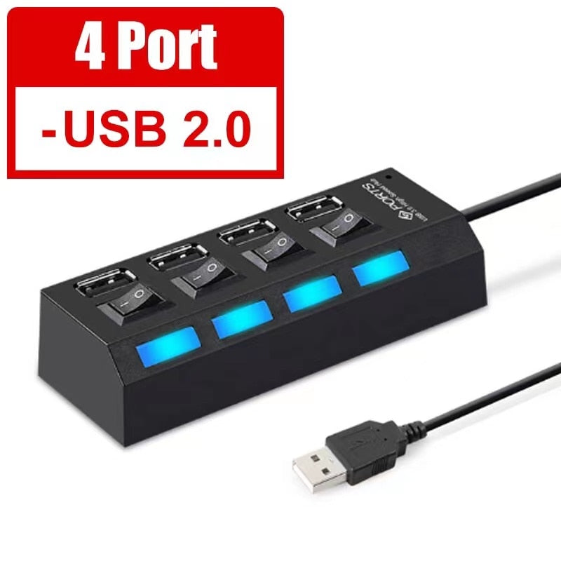 Multi USB HUB with Power Adapter for Computer